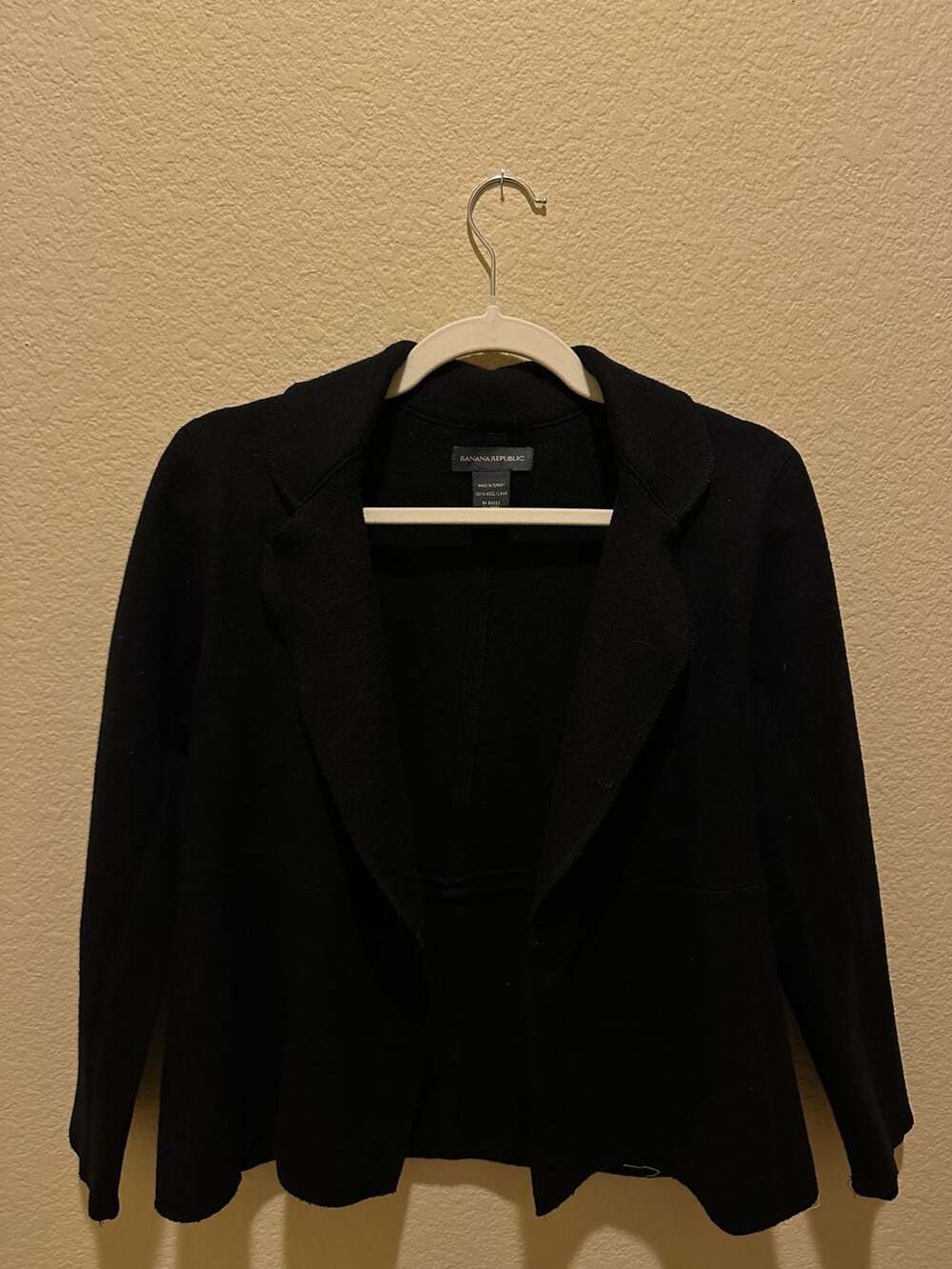Banana Republic Women's Black 100% Wool Sweater Blazer Jacket
